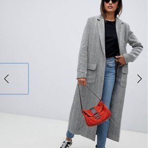 ASOS Tall Longline Coat in Herringbone